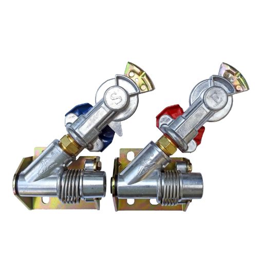 Angle Mount Swinger Gladhands for Tractor/Trailer (Red Emergency/Blue Service Set)
