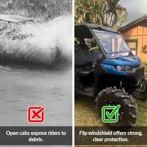 Bolt-On UTV Flip Front Windshield