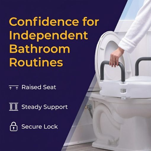 2-in-1 Raised Toilet Seat with Removable Padded Arms