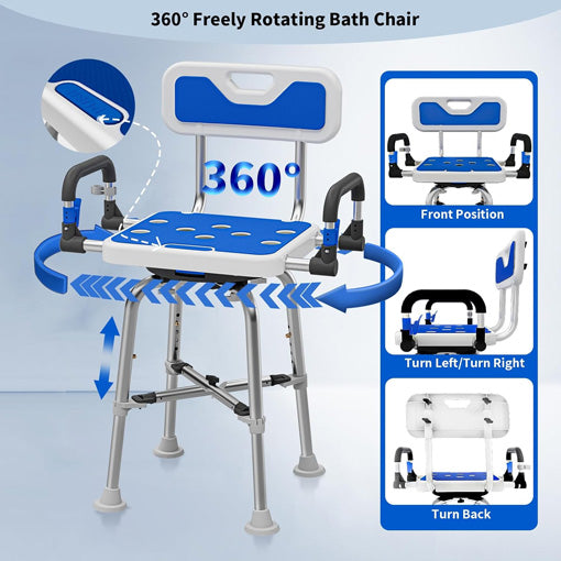 360-Degree Adjustable Swivel Shower Chair