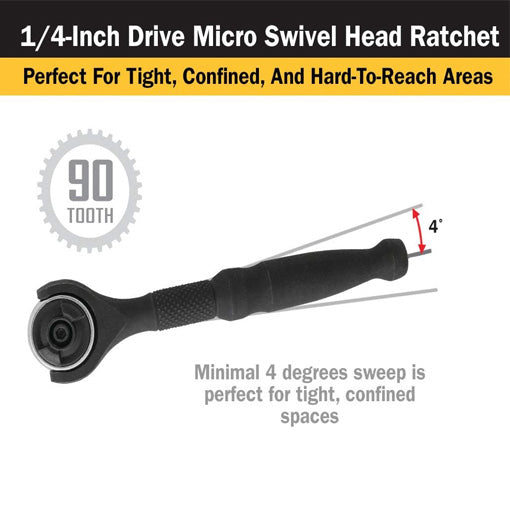 Micro 90-Tooth Swivel Head Ratchet
