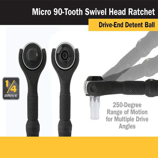 Micro 90-Tooth Swivel Head Ratchet