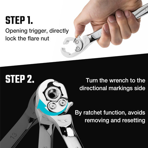 5-Piece Ratcheting Flare Nut Wrench Set