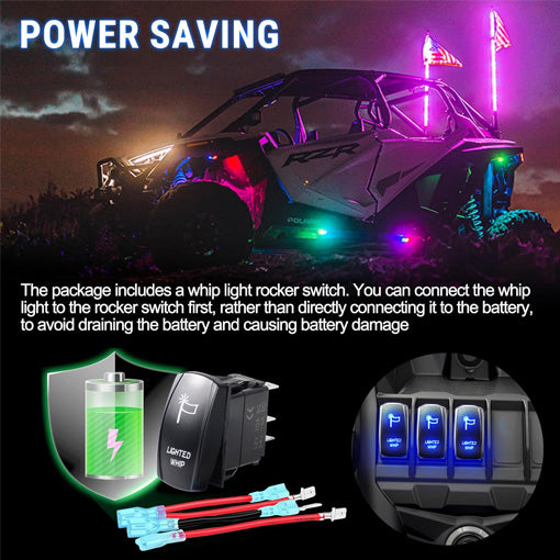 UTV Quick Release LED Whip Light Kit