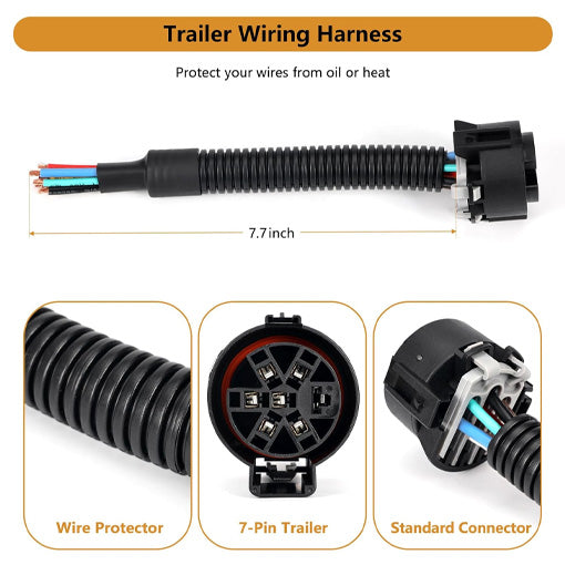 4/7 Pin Trailer Wiring Harness Connector with Mounting Bracket