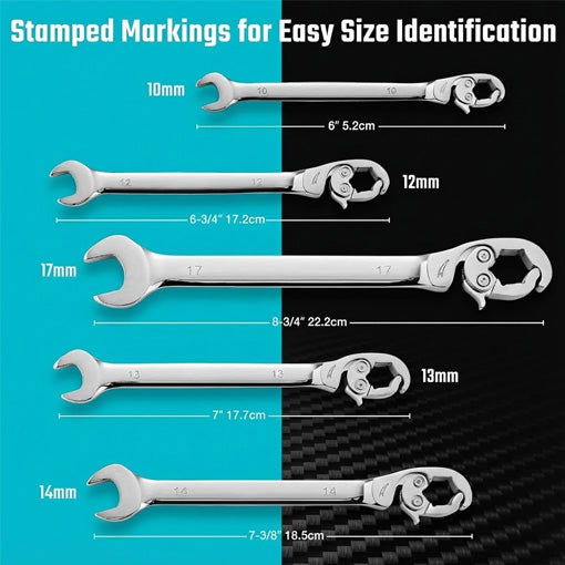 5-Piece Ratcheting Flare Nut Wrench Set
