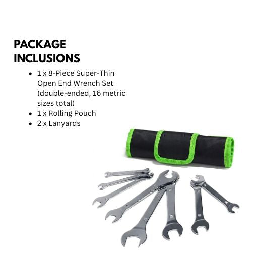8-Piece Super-Thin Open End Wrench Set