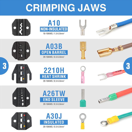 Ratcheting Wire Crimping Tool Kit (with Stripper & Terminal Support)