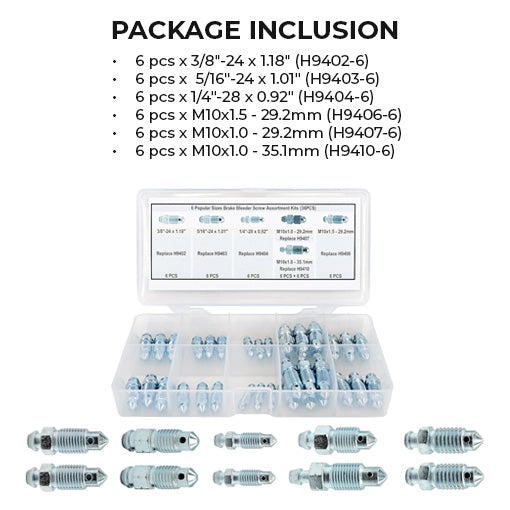 36 PCS Bleeder Valve and Brake Bleeder Screw Assortment Kit
