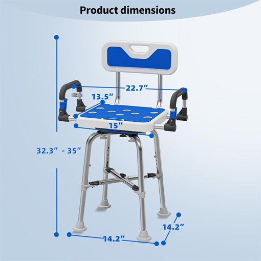 360-Degree Adjustable Swivel Shower Chair