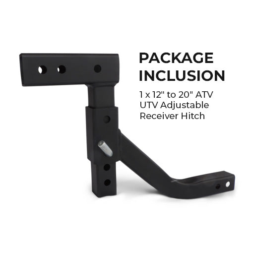 12" to 20" ATV UTV Adjustable Receiver Hitch