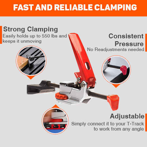 Auto-Adjust In Line T-Track Clamp