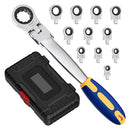 12-in-1 Interchangeable Metric Flex Head Ratchet Wrench