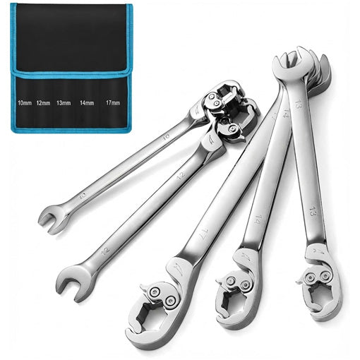5-Piece Ratcheting Flare Nut Wrench Set