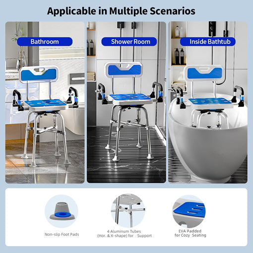 360-Degree Adjustable Swivel Shower Chair