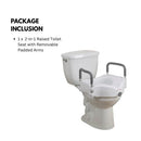 2-in-1 Raised Toilet Seat with Removable Padded Arms