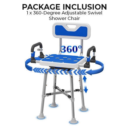 360-Degree Adjustable Swivel Shower Chair