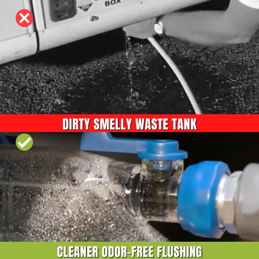 45-Degree RV Clear Tank Rinser with Backflow Preventer