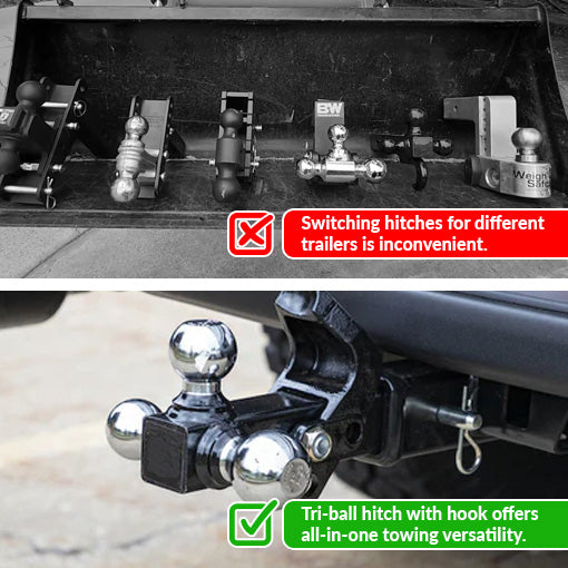 Tri-Ball Truck Hitch With Pintle Hook