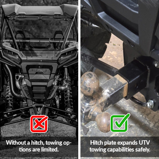 Bolt-on 2" UTV Rear Receiver Hitch Plate (for Polaris)