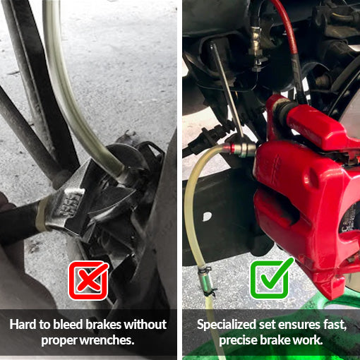 Brake Bleeding Wrench Set with Non-Return Check Valve
