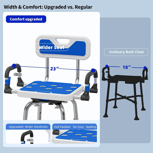 360-Degree Adjustable Swivel Shower Chair