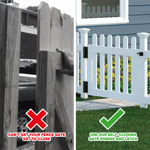 Self-Closing Gate Hinges And Latch
