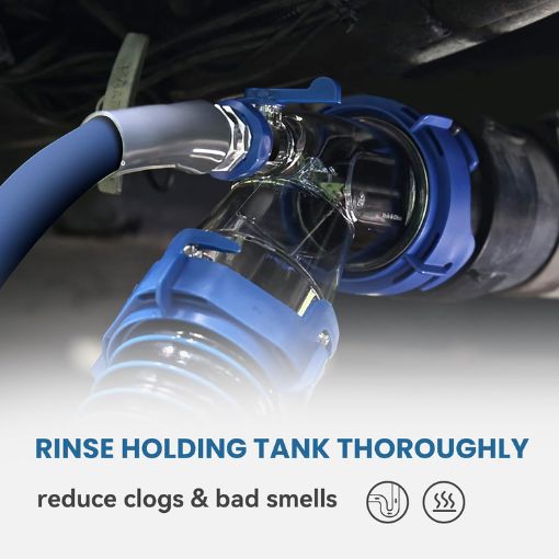 45-Degree RV Clear Tank Rinser with Backflow Preventer