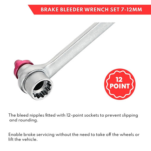 Brake Bleeding Wrench Set with Non-Return Check Valve