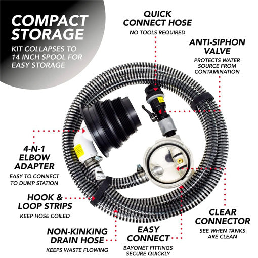 3-in-1 RV Sewer Waste Draining System