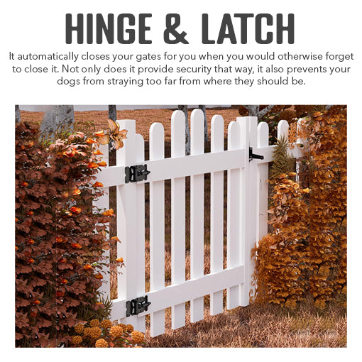 Self-Closing Gate Hinges And Latch
