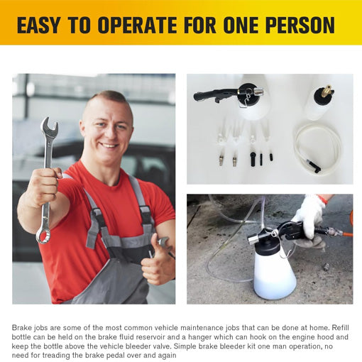 Brake and Clutch Fluid Pneumatic Vacuum Bleeder Tool Kit