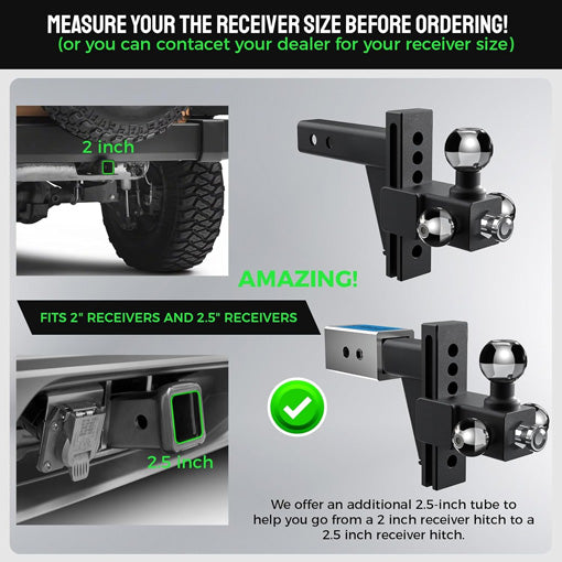 Adjustable Drop Hitch with Tri-Ball