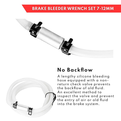 Brake Bleeding Wrench Set with Non-Return Check Valve