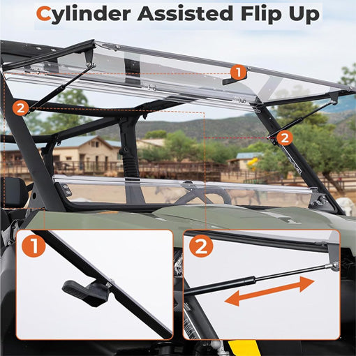 Bolt-On UTV Flip Front Windshield