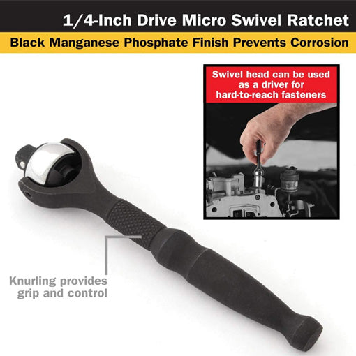 Micro 90-Tooth Swivel Head Ratchet