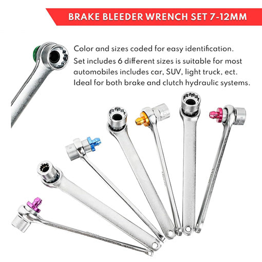 Brake Bleeding Wrench Set with Non-Return Check Valve