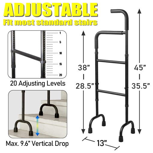 20-Level Adjustable Stair Climbing Assist Cane