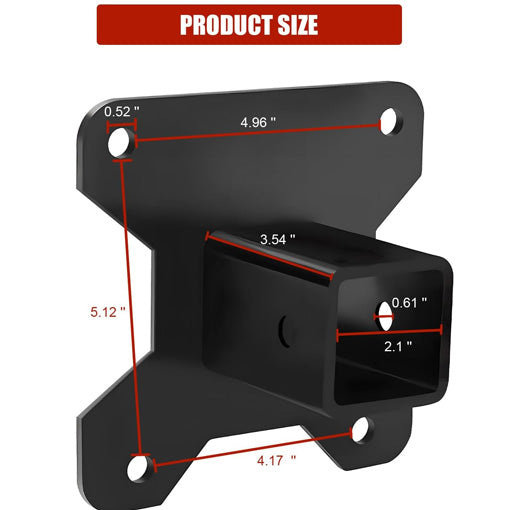 Bolt-on 2" UTV Rear Receiver Hitch Plate (for Polaris)