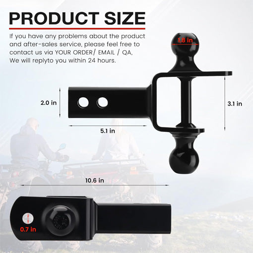 3-in-1 ATV/UTV Dual Ball Trailer Hitch