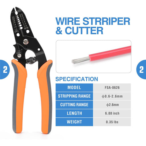Ratcheting Wire Crimping Tool Kit (with Stripper & Terminal Support)