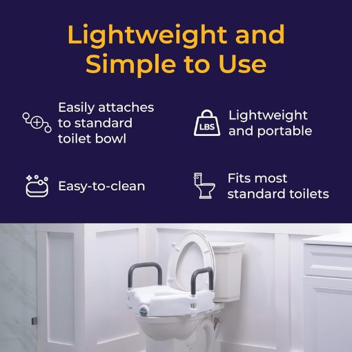 2-in-1 Raised Toilet Seat with Removable Padded Arms