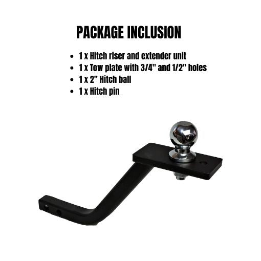ATV 1-1/4" Receiver Hitch Riser and Extender with 2" Ball