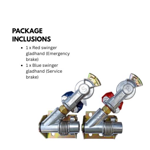 Angle Mount Swinger Gladhands for Tractor/Trailer (Red Emergency/Blue Service Set)