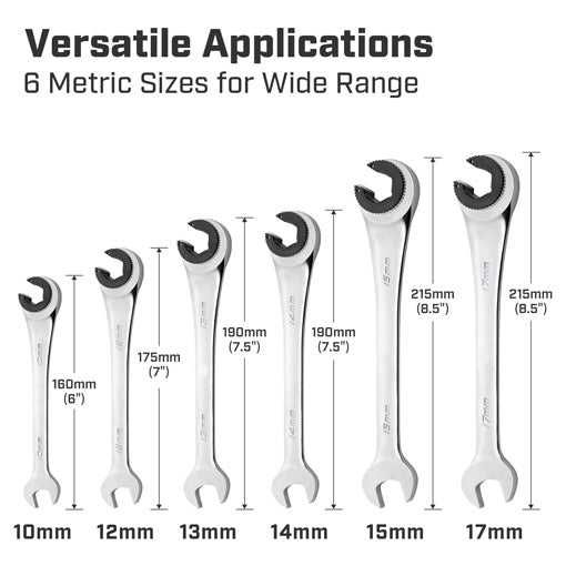 Ratcheting Open-end Brake Line Wrench Set