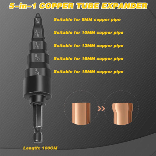 5-in-1 AC Copper Pipe Expander Swaging Drill Adapter