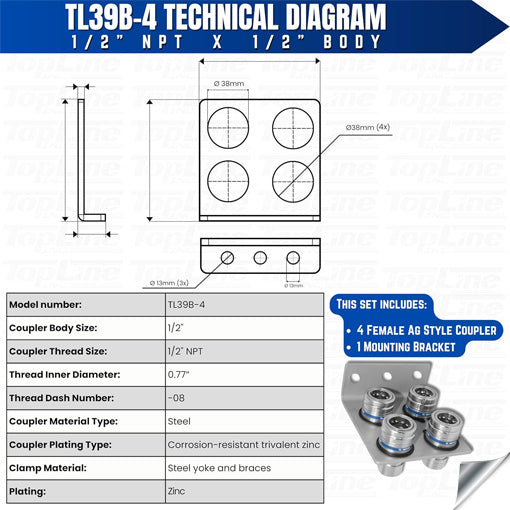 Hydraulic Quick Release Couplers with Bracket