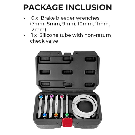 Brake Bleeding Wrench Set with Non-Return Check Valve