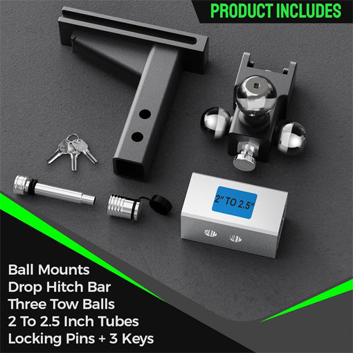 Adjustable Drop Hitch with Tri-Ball