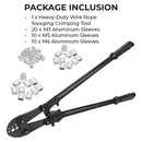 Heavy-Duty Wire Rope Swaging Crimping Tool (with Aluminum Sleeves)